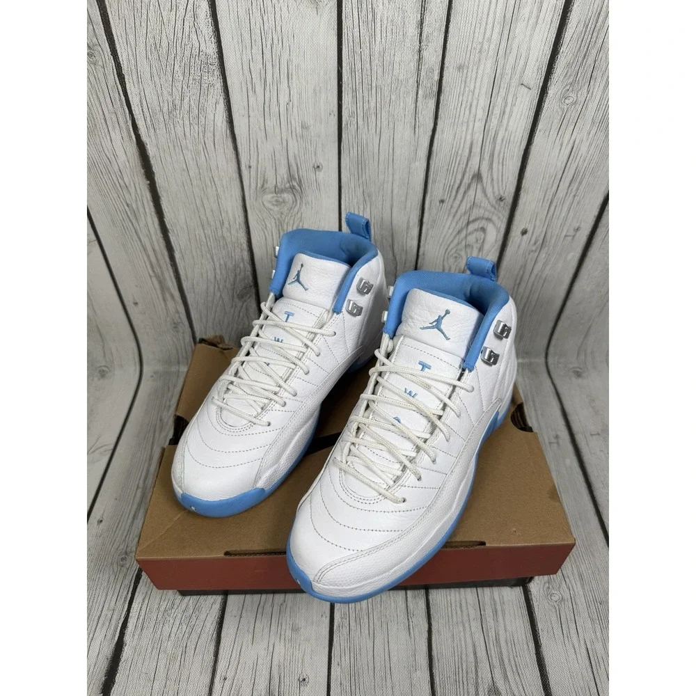 Air Jordan 12 Retro GS Melo White University Blue 153265-112 Size 7Y Excellent